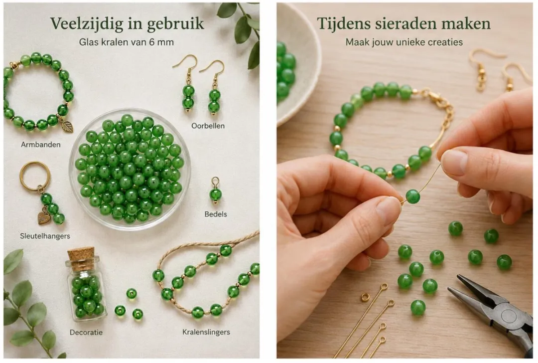 Glorex Hobby Boheemse Glaskralen 6mm - 100 Stuks Groen