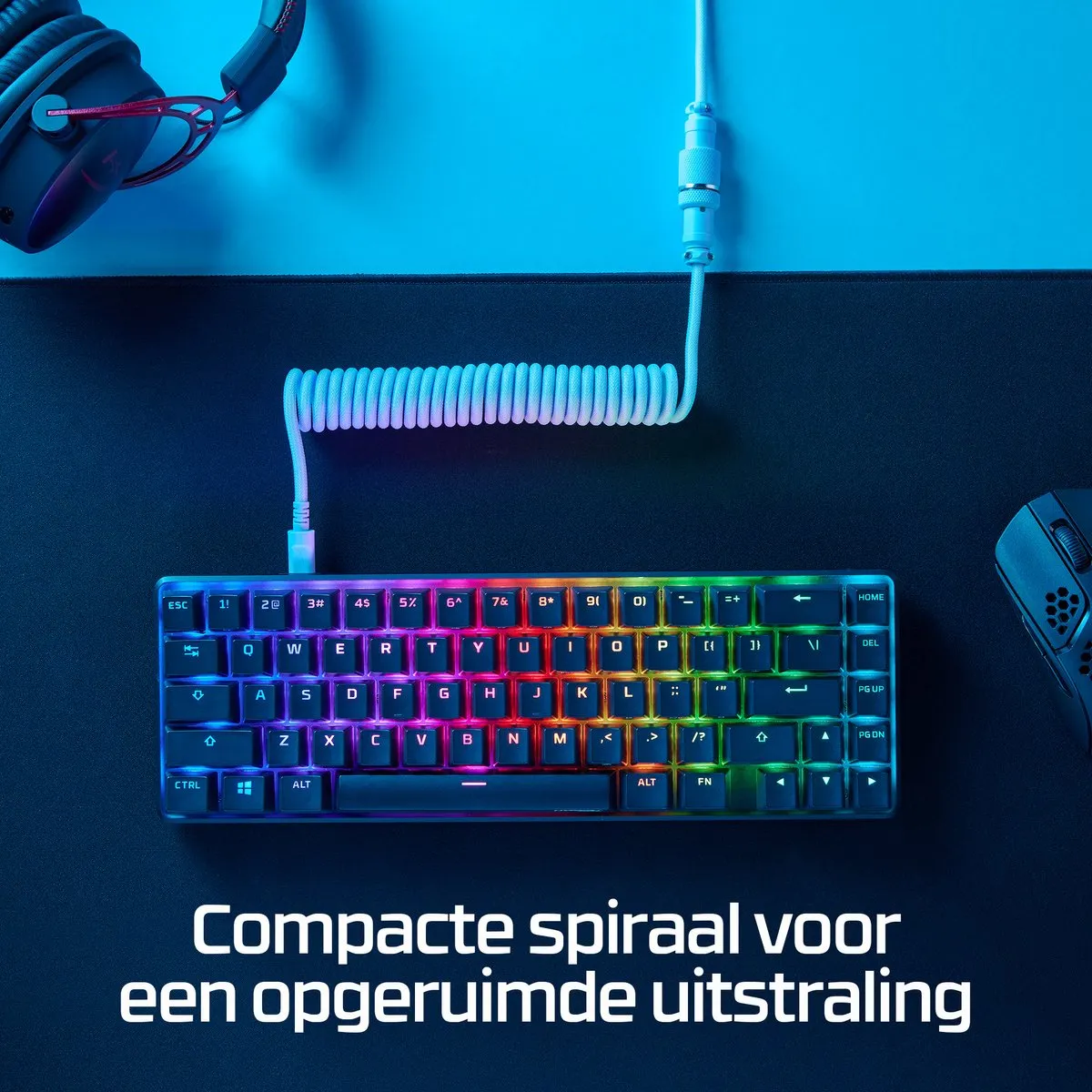 HyperX USB-C Kabel Spiraalontwerp - Licht Paars - 2 Stuks