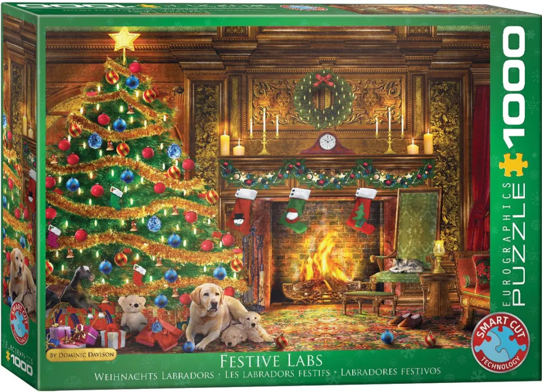 Eurographics Feestelijke Labradors Dominic Davison Legpuzzel 1000 Stuks - 68x48cm