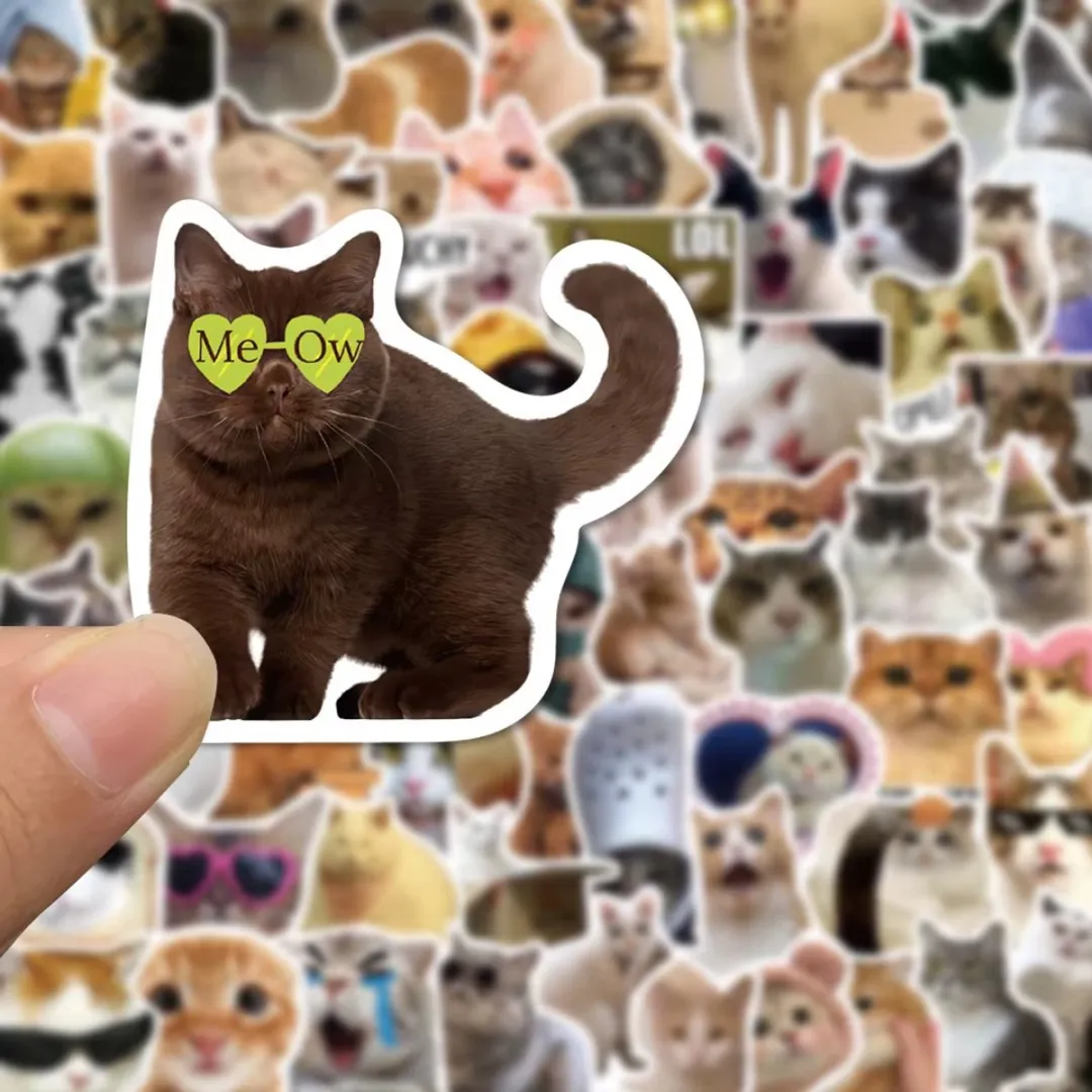 RedParrot Grappige Kat Stickers - Poes - Wit