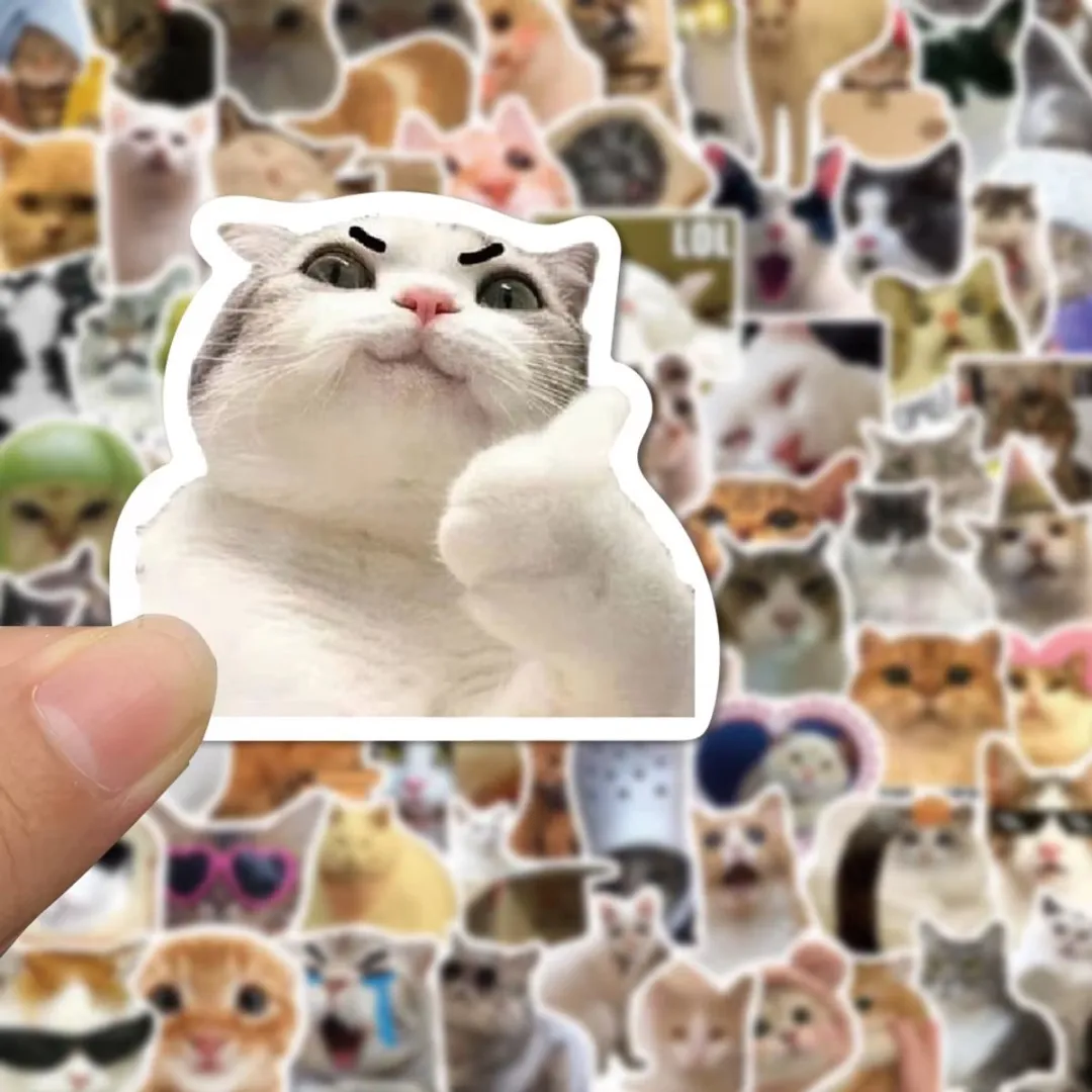 RedParrot Grappige Kat Stickers - Poes - Wit