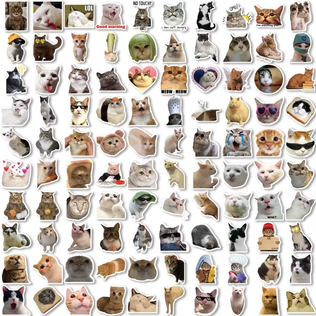 RedParrot Grappige Kat Stickers - Poes - Wit
