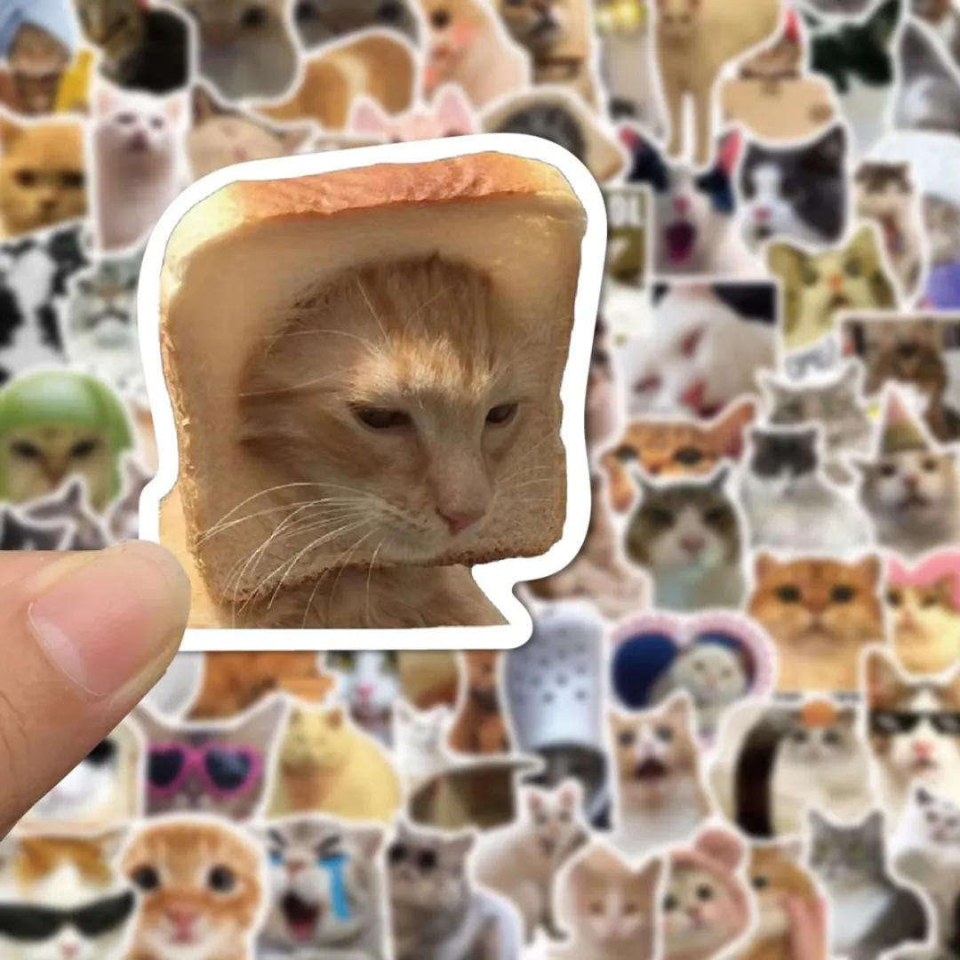 RedParrot Grappige Kat Stickers - Poes - Wit