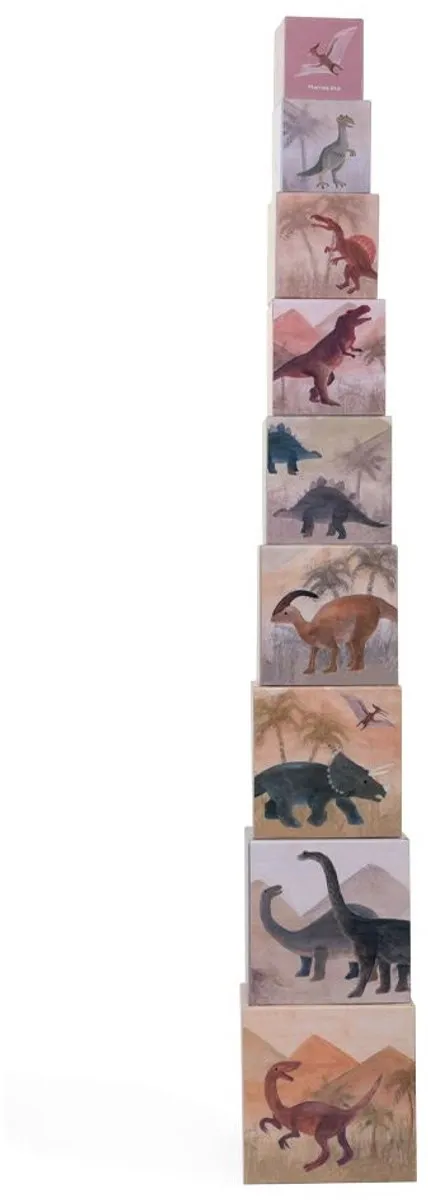Egmont Toys Stapeltoren Dino Kartonnen Kubus 15x15cm - Meerkleurig