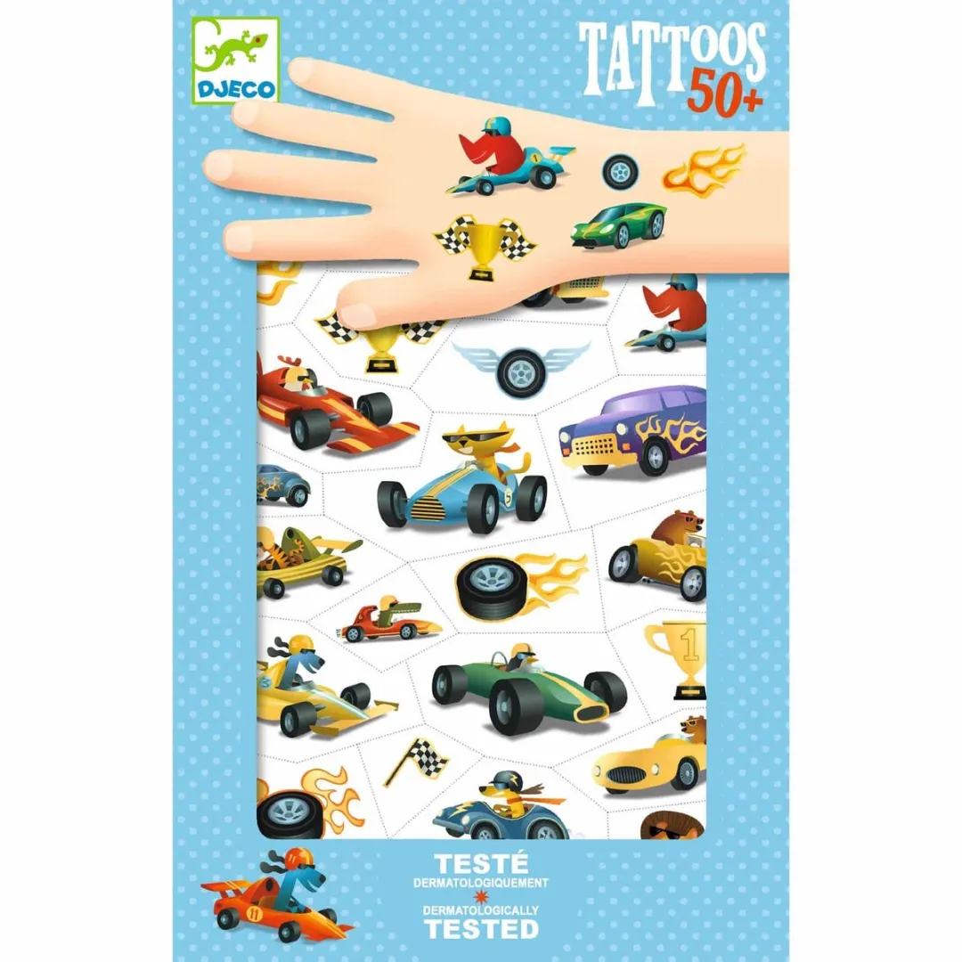 Djeco Grand Prix Tattoos - 50+ Stuks - Blauw