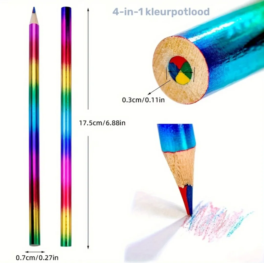 NUVEX Regenboog Houten Kleurpotloden 16 Stuks - Multicolor