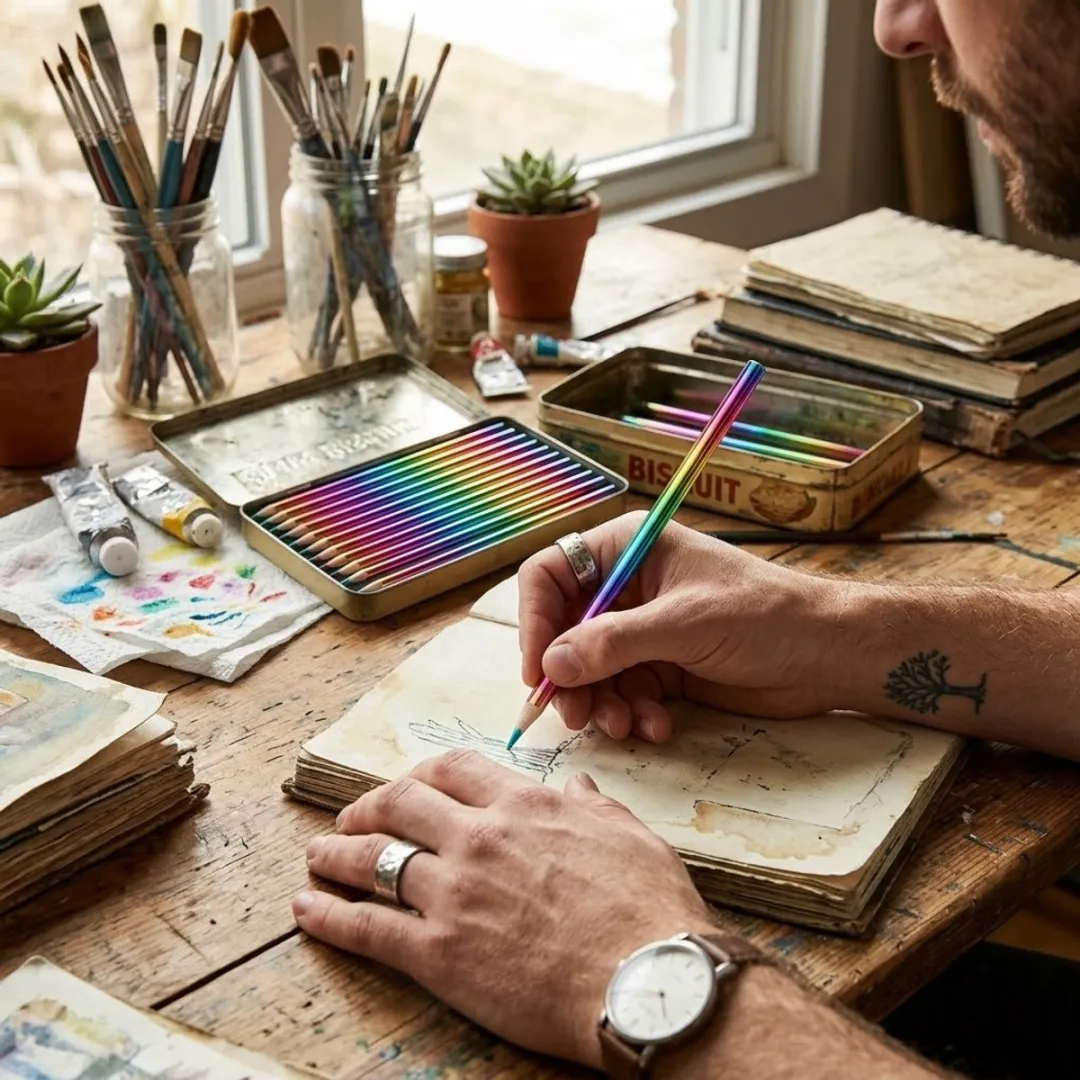 NUVEX Regenboog Houten Kleurpotloden 16 Stuks - Multicolor