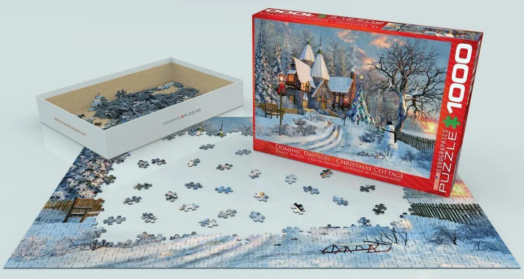 Eurographics Kersthutje Dominic Davison Legpuzzel 1000 Stuks - Meerkleurig