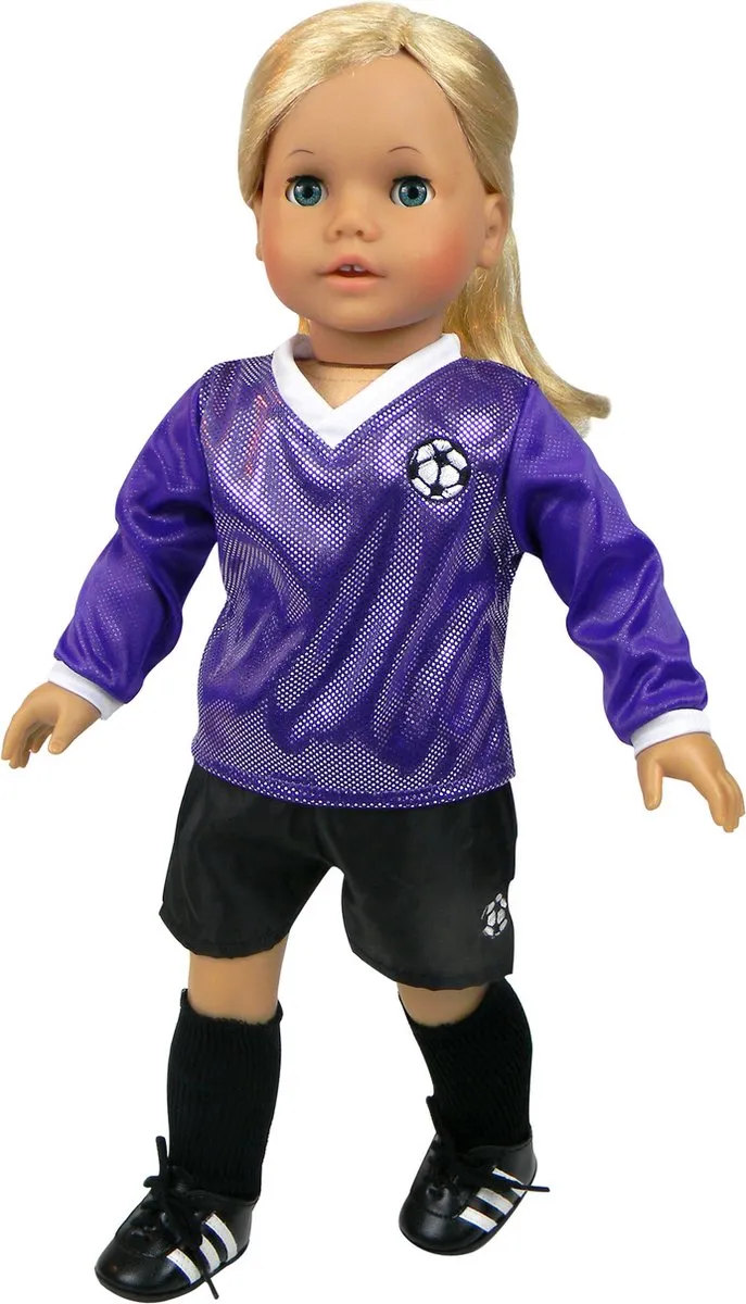 Sophia's by Teamson Kids Voetbal Outfit DRSO-PU2-UPC - Babypop - Zwart/Paars