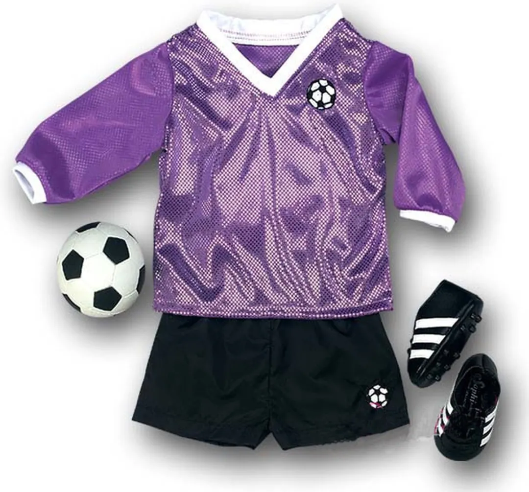 Sophia's by Teamson Kids Voetbal Outfit DRSO-PU2-UPC - Babypop - Zwart/Paars