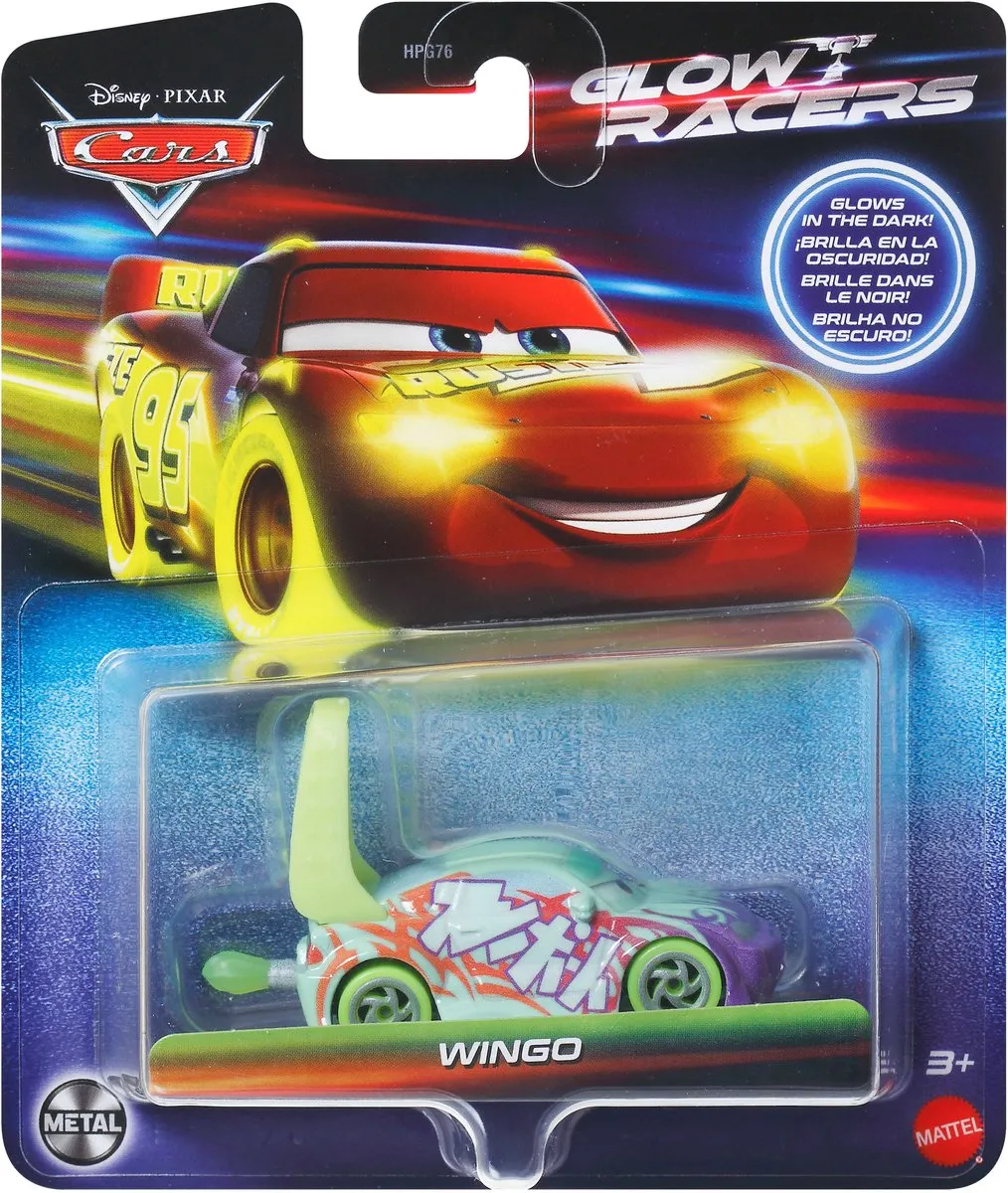 Mattel CARS Glow Racers Diecast Wingo - Meerkleurig