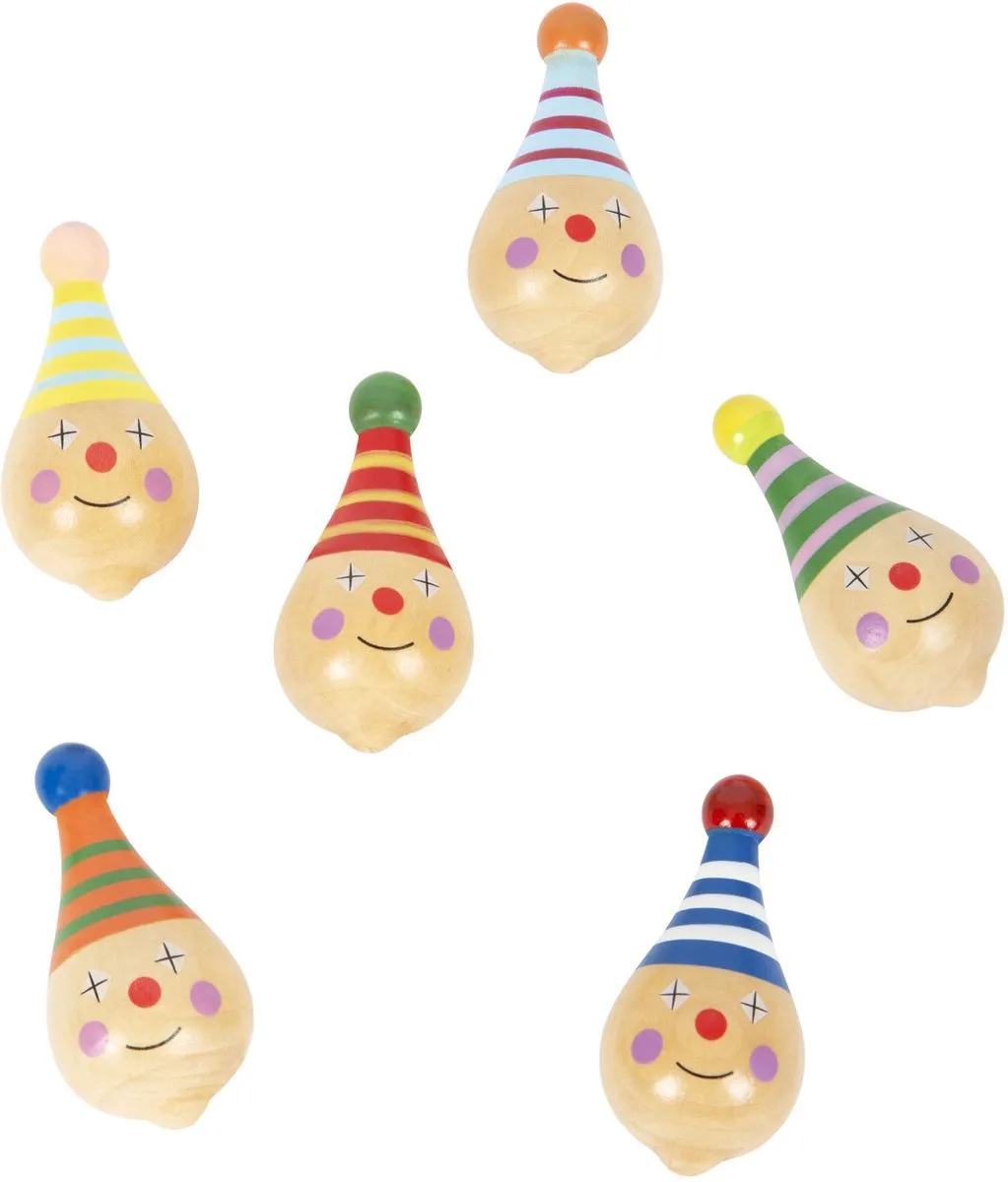 Small Foot Houten Tol Clown - 6 Stuks - Meerkleurig
