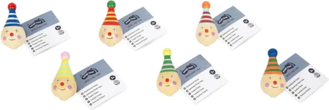Small Foot Houten Tol Clown - 6 Stuks - Meerkleurig