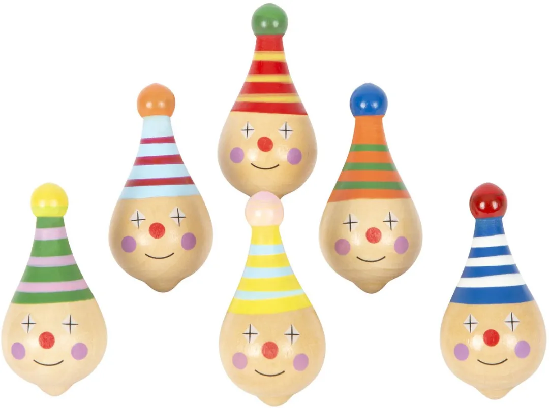 Small Foot Houten Tol Clown - 6 Stuks - Meerkleurig