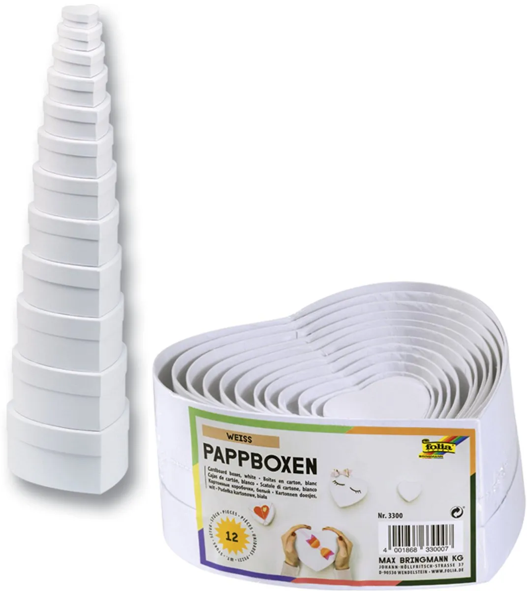 Folia Hartvormige Geschenkdozen - 12 Stuks Wit