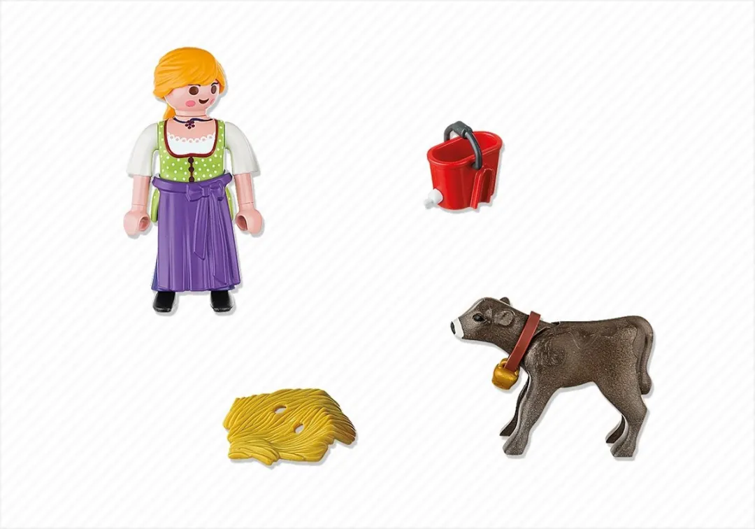 Playmobil Boerin met Kalfjes L4PC-00014303 - Multicolor