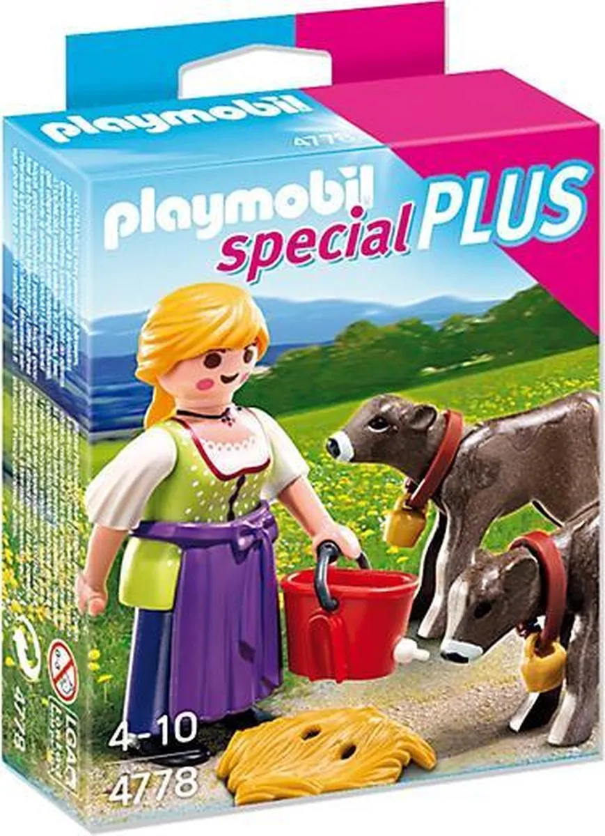 Playmobil Boerin met Kalfjes L4PC-00014303 - Multicolor