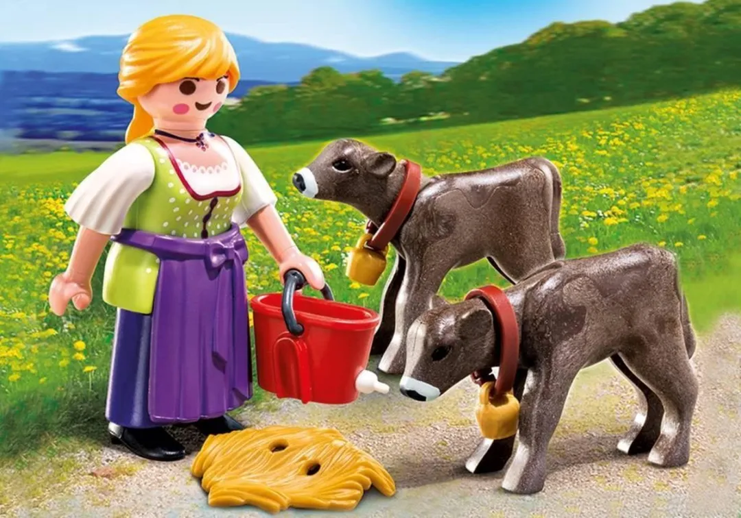 Playmobil Boerin met Kalfjes L4PC-00014303 - Multicolor