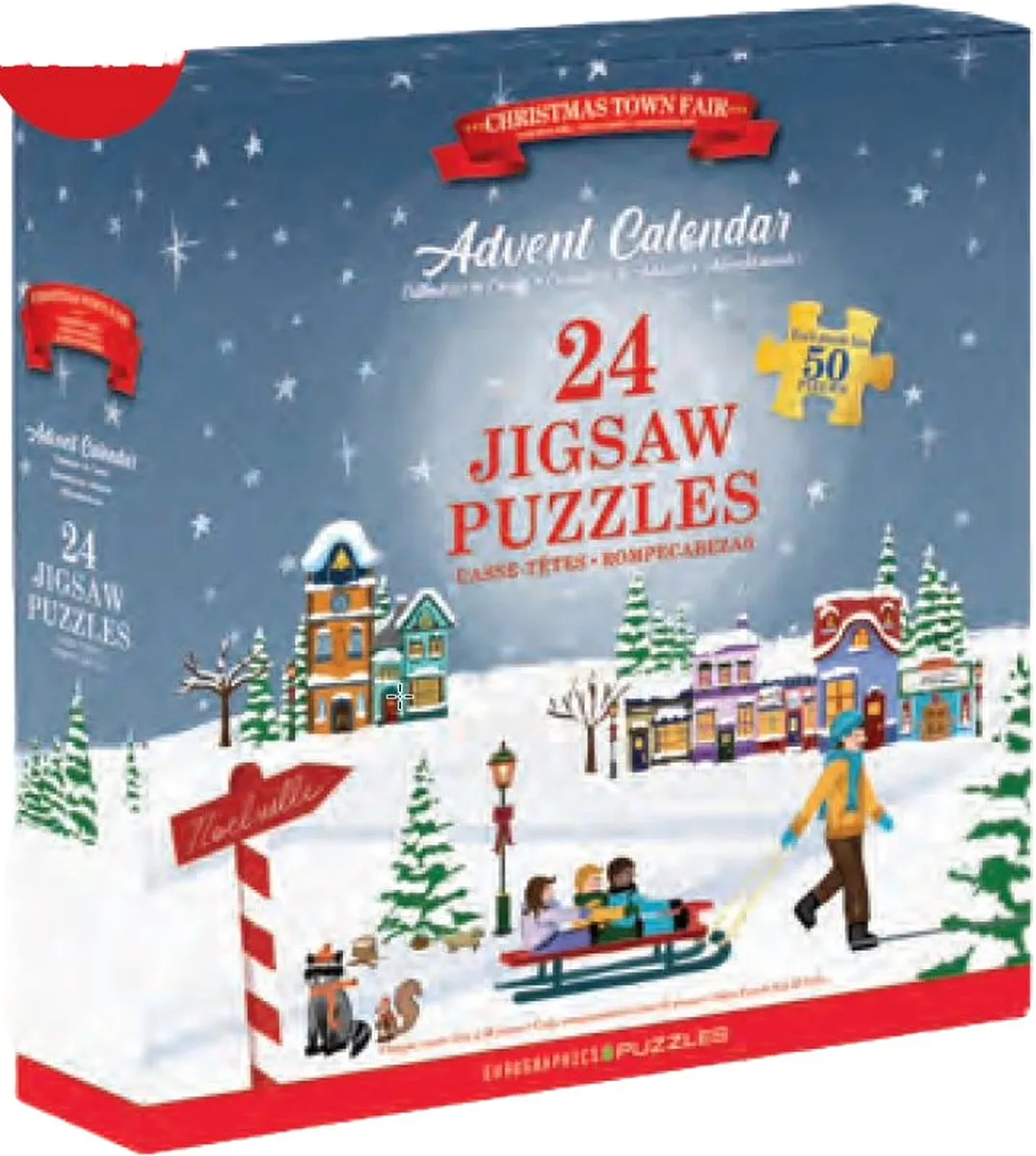Eurographics Adventskalender Kerstmarkt 24x50 Puzzels - Meerkleurig