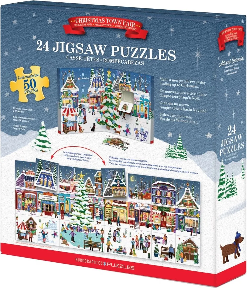 Eurographics Adventskalender Kerstmarkt 24x50 Puzzels - Meerkleurig