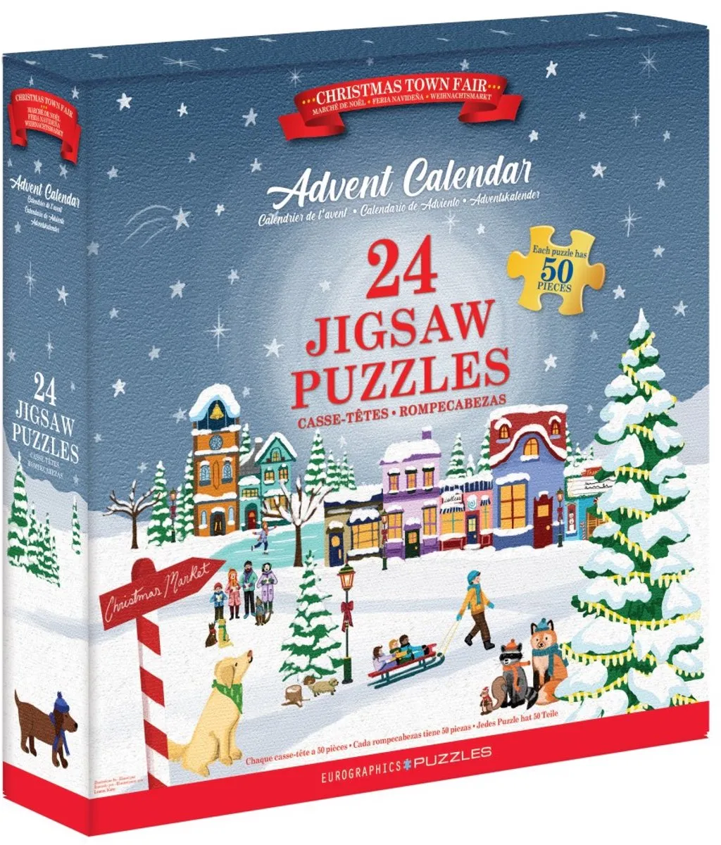 Eurographics Adventskalender Kerstmarkt 24x50 Puzzels - Meerkleurig