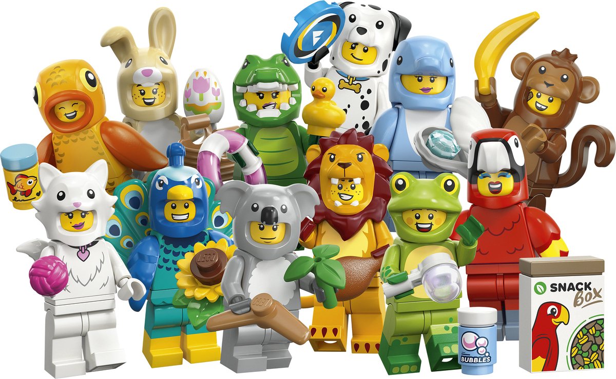 LEGO® Minifiguren Serie 28: Dierenkostuums - Verrassingsdoosje - 1 van de 12 Dierenfiguren Waaronder een Aap, Leeuw, Kikker en Konijn - Cadeautip voor Kinderen Vanaf 5 Jaar - 71051