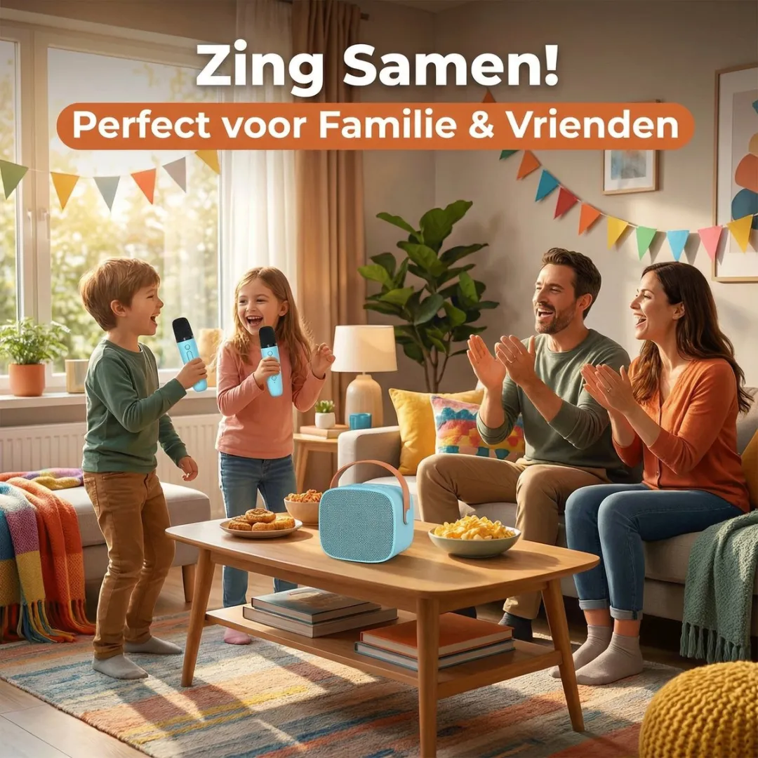 ECTEATOY 2-in-1 Karaokeset - 2 Draadloze Microfoons - Blauw