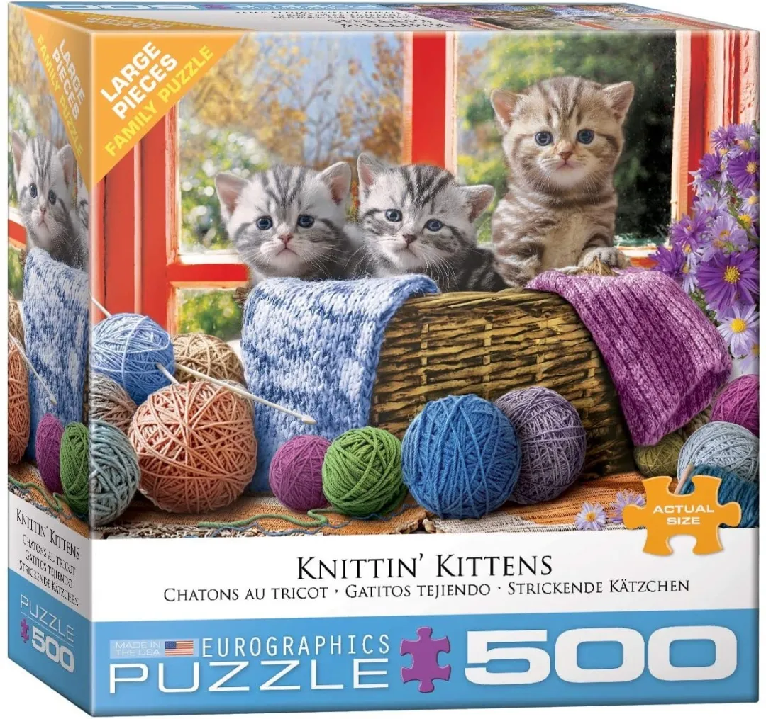 Eurographics Breiende Kittens Knittin' Kittens 500 XL Puzzel - 500 Stuks - 68x48cm - Meerkleurig