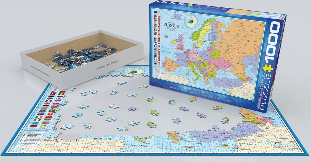 Eurographics Kaart van Europa Legpuzzel 1000 Stuks - 68x48cm - Meerkleurig