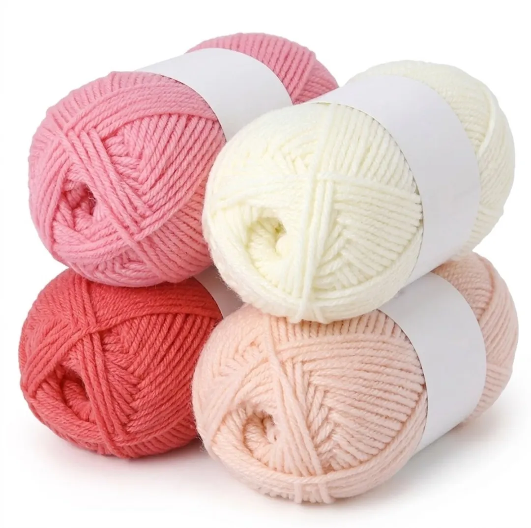NuveX Roze Wit Breiwol Set 4-delig