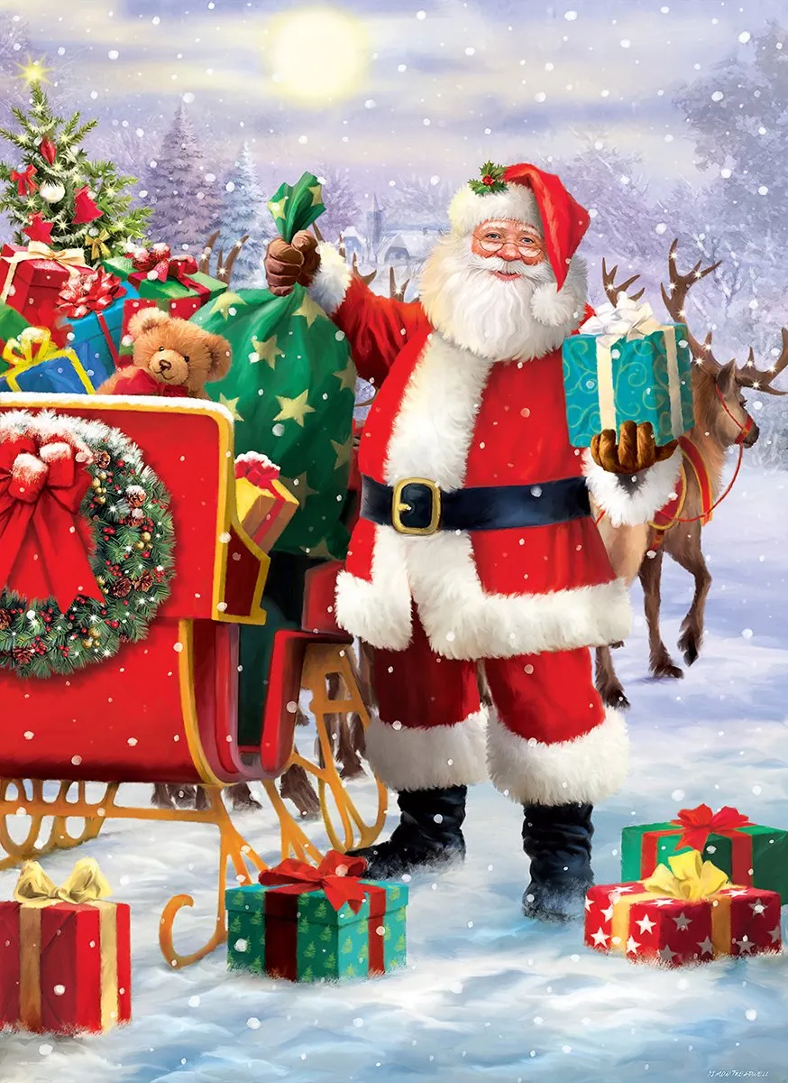 Eurographics Kerstman met slee Simon Treadwell Legpuzzel 1000 Stuks