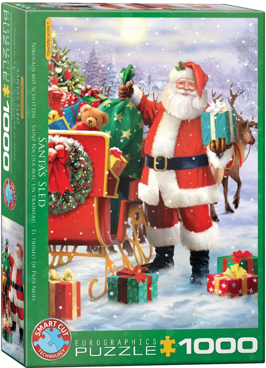 Eurographics Kerstman met slee Simon Treadwell Legpuzzel 1000 Stuks