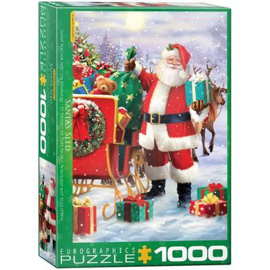 Eurographics Kerstman met slee Simon Treadwell Legpuzzel 1000 Stuks