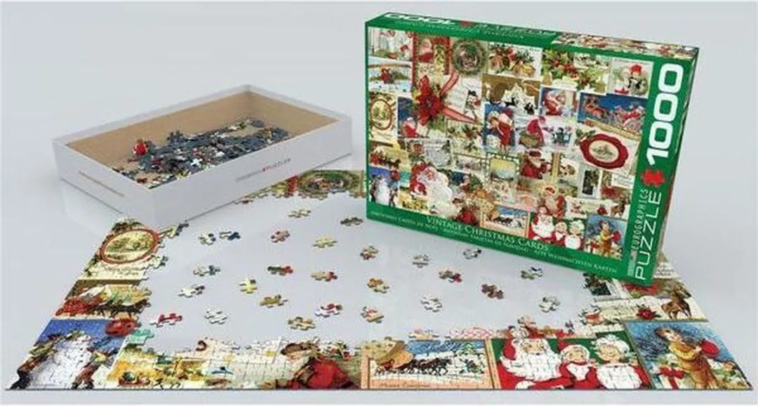 Eurographics Vintage Kerstkaarten Puzzel 1000 Stuks - Meerkleurig