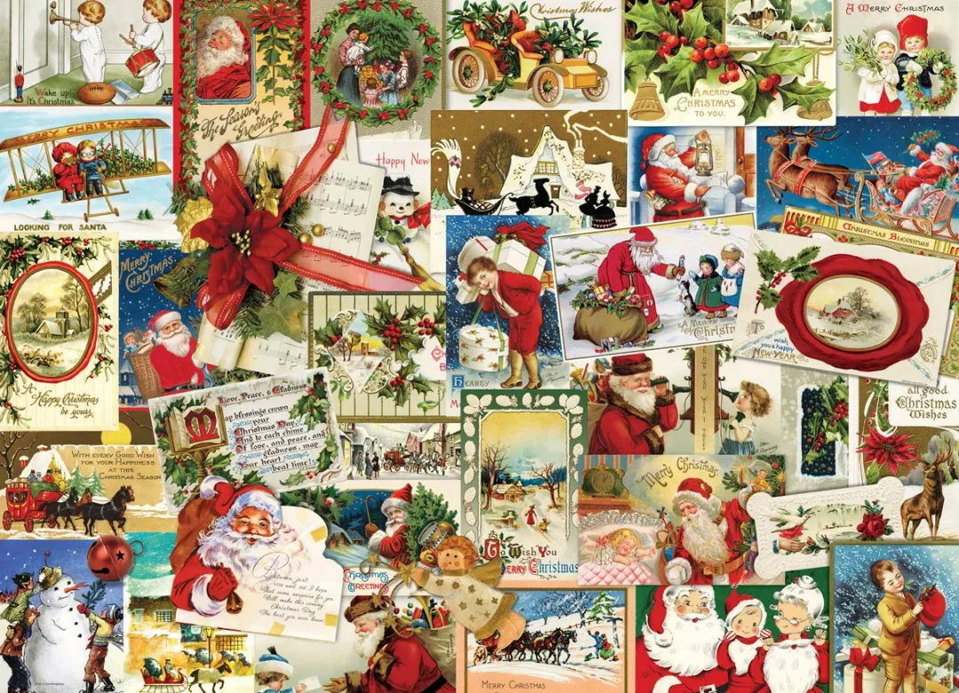 Eurographics Vintage Kerstkaarten Puzzel 1000 Stuks - Meerkleurig