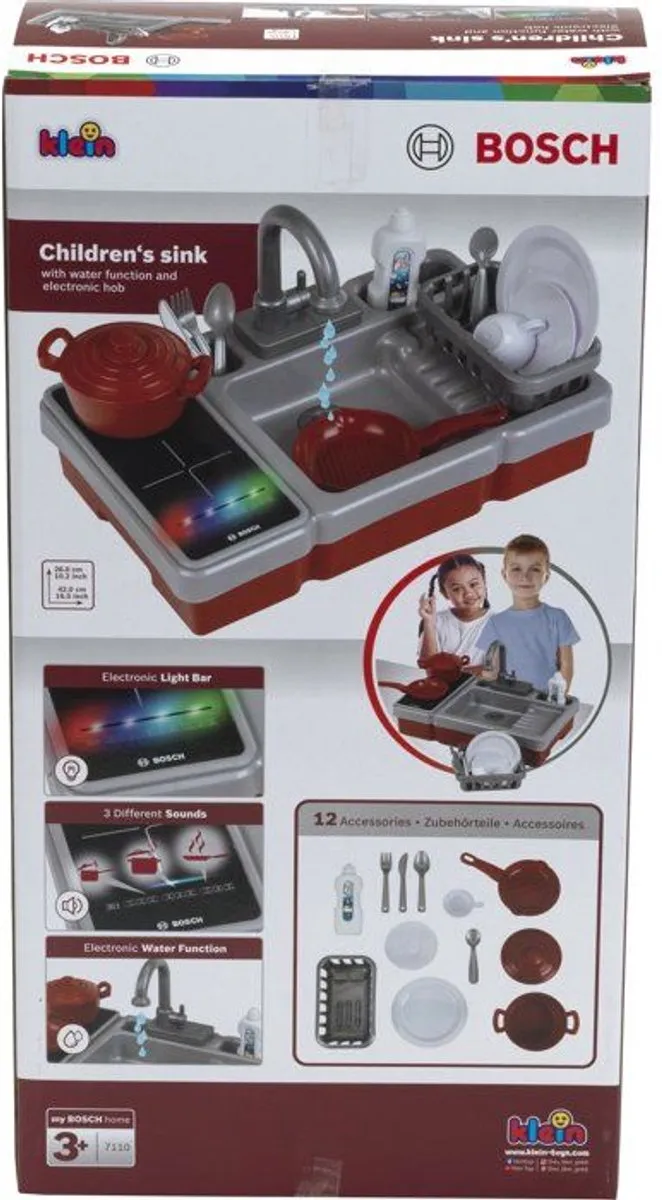 Klein Toys Bosch Keukenwastafel 7110 - Grijs/Rood