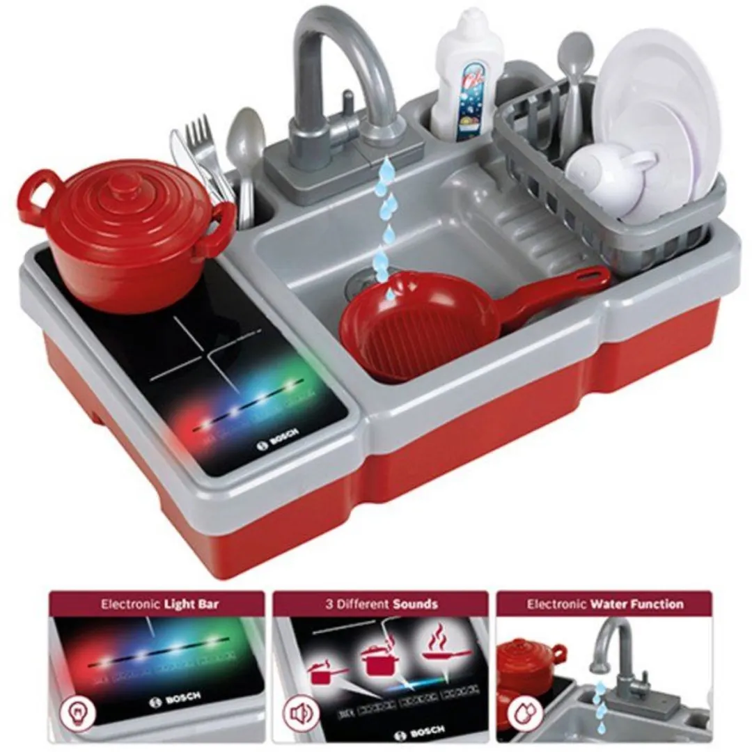 Klein Toys Bosch Keukenwastafel 7110 - Grijs/Rood