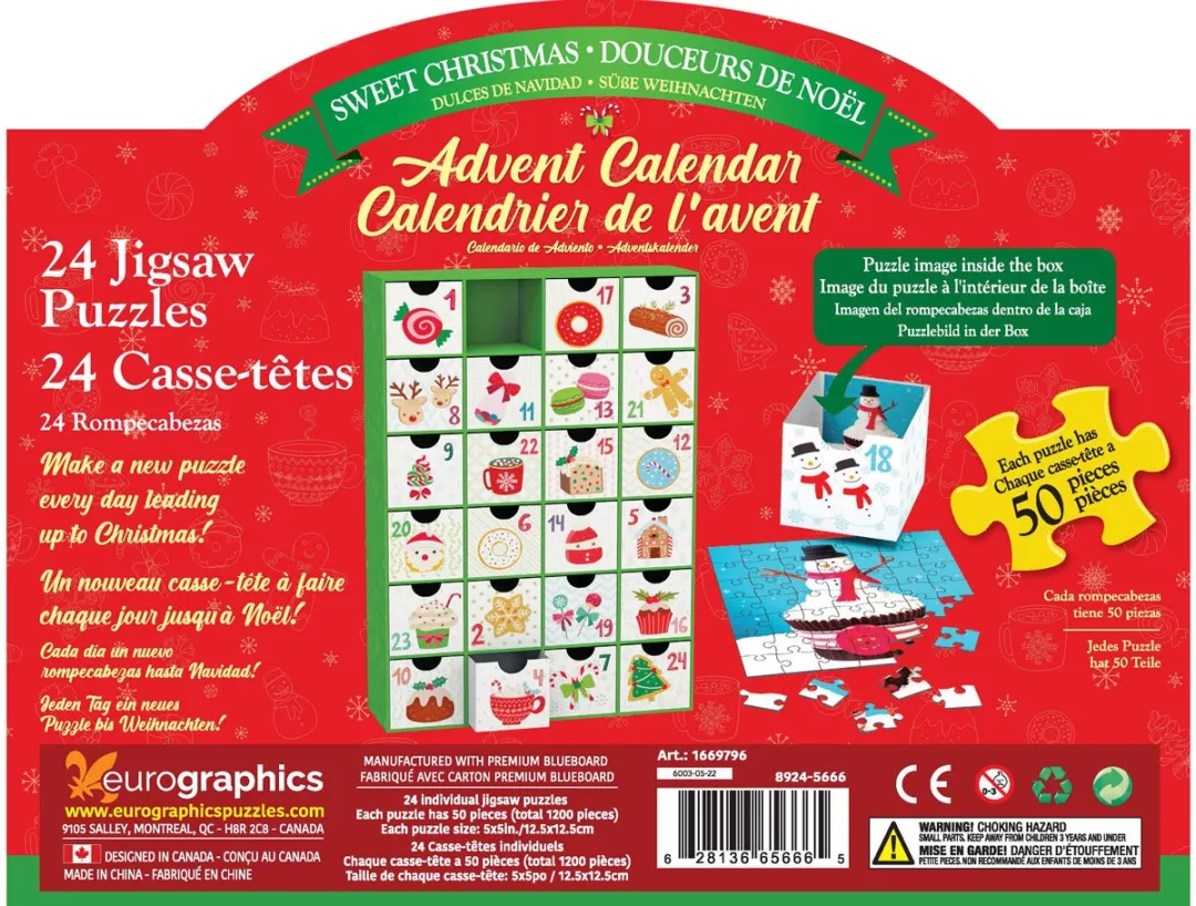 Eurographics Kerstsnoepjes Adventskalender 600 Stuks - Meerkleurig