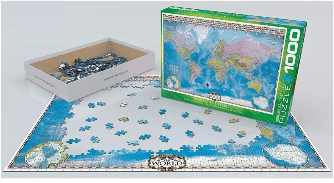 Eurographics Kaart van de Wereld Legpuzzel 1000 Stuks - 68x48cm - Meerkleurig