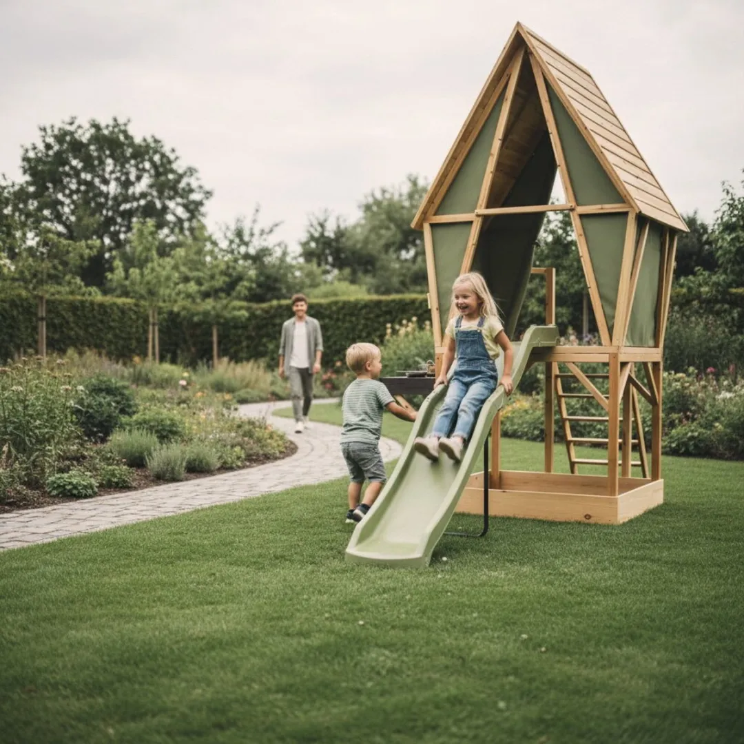EXIT Toys Yuki 550 Speelhuis Glijbaan Speelkeuken Zandbak Naturel