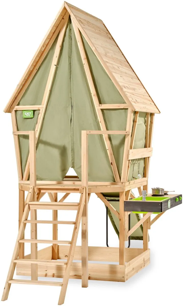 EXIT Toys Yuki 550 Speelhuis Glijbaan Speelkeuken Zandbak Naturel