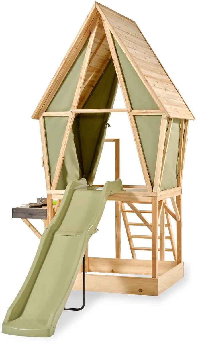 EXIT Toys Yuki 550 Speelhuis Glijbaan Speelkeuken Zandbak Naturel
