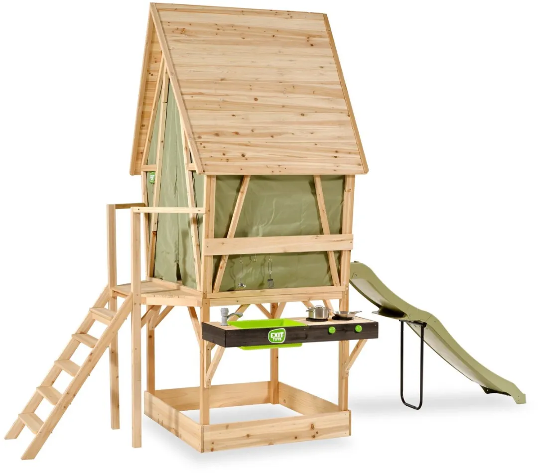 EXIT Toys Yuki 550 Speelhuis Glijbaan Speelkeuken Zandbak Naturel
