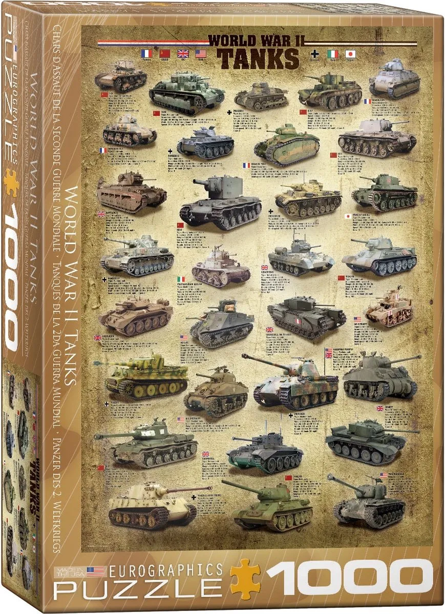 Eurographics Tweede Wereldoorlog Tanks Legpuzzel 1000 Stuks - MPN eu6000-0388