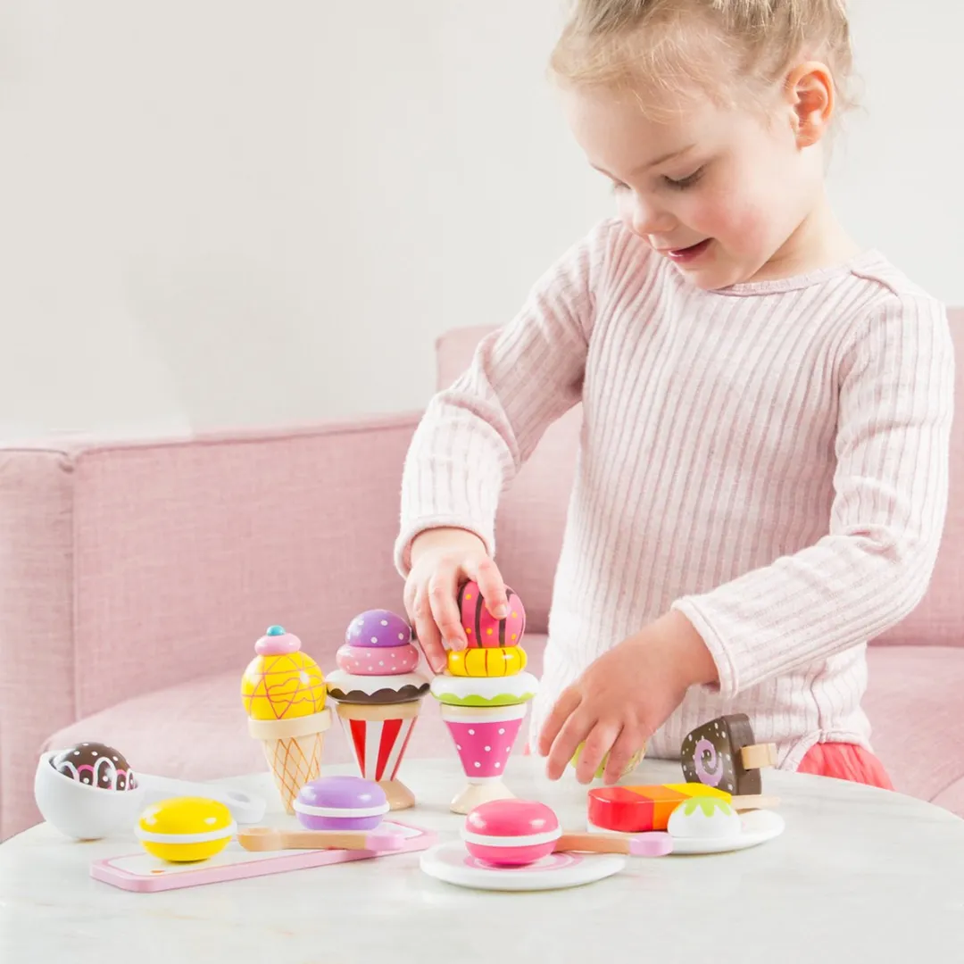 New Classic Toys Houten IJsjes Speelset 25-delig - IJsschep & Bordjes