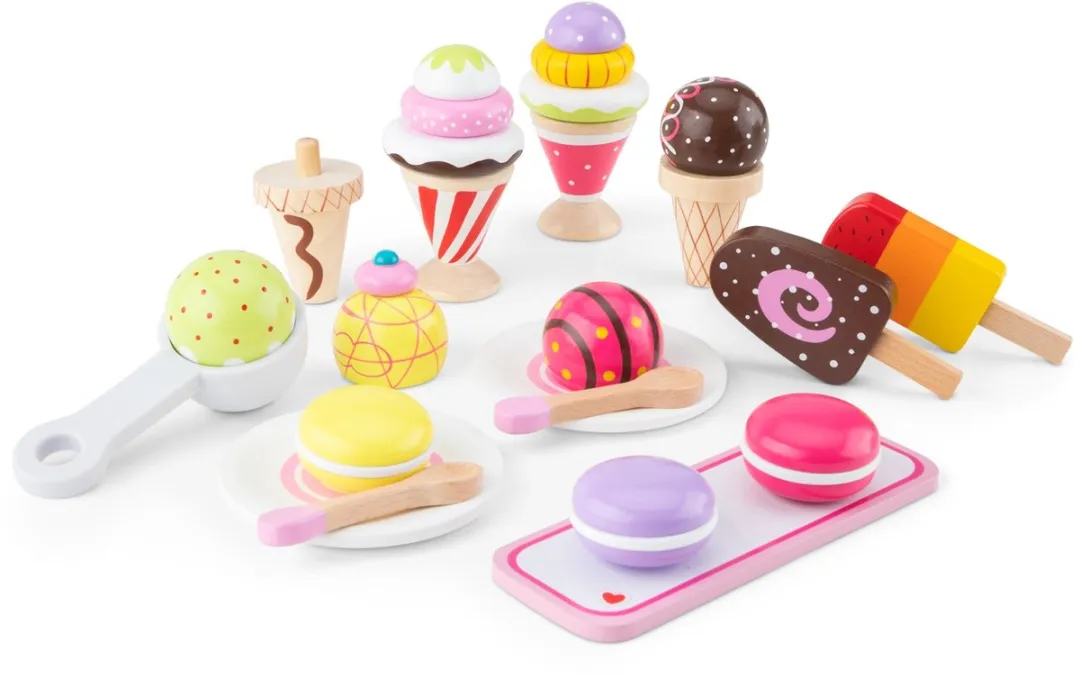 New Classic Toys Houten IJsjes Speelset 25-delig - IJsschep & Bordjes
