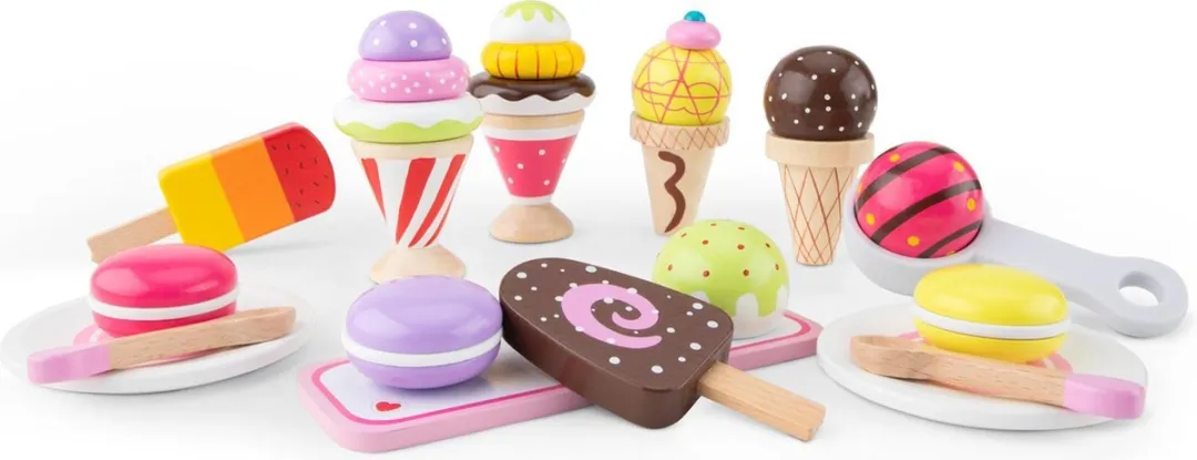 New Classic Toys Houten IJsjes Speelset 25-delig - IJsschep & Bordjes