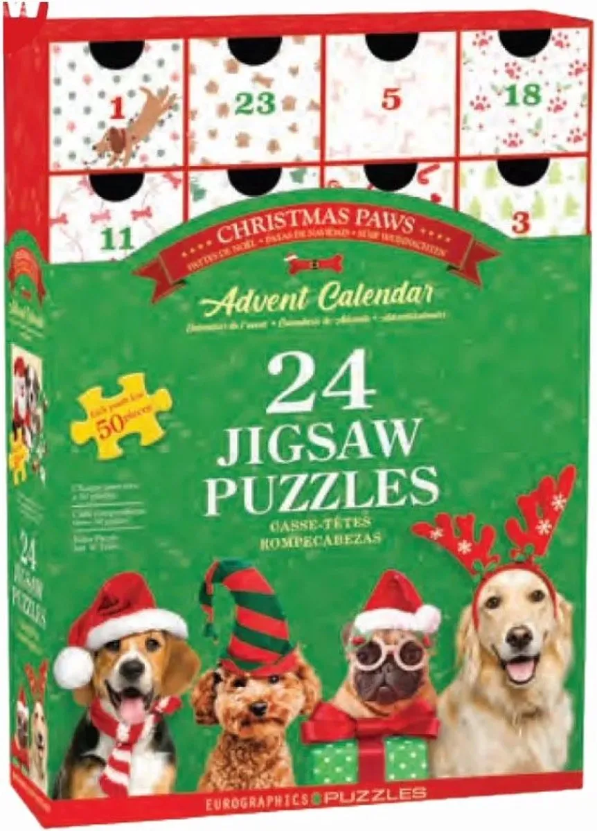 Eurographics Adventskalender Kerstpootjes 24x50 Stuks - 1000 Puzzeldelen - Meerkleurig