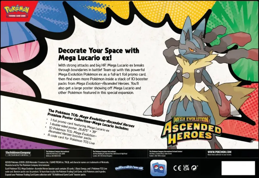 Pokémon TCG ME02.5 Ascended Heroes Premium Poster Collection - Mega Lucario POC1219 - afbeelding 6 van 6