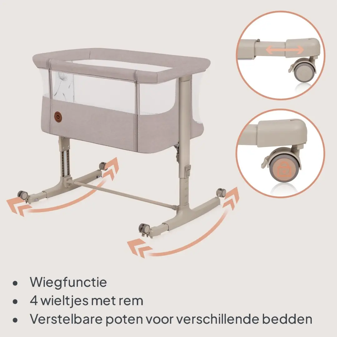 Lionelo Aurora 3-in-1 Co-Sleeper Set - Babybedje tot 9kg - Beige